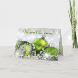 Grönt- och Silver God jul-gratulationskort Helgkort