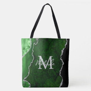 Grönt och Silver Marble Agate Tygkasse