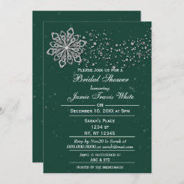 grönt och Silver Winter Möhippa inbjudan