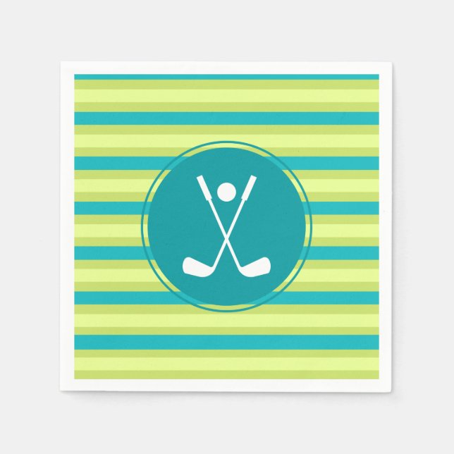 Grönt och Snyggt med blå linje Elegant Golf Älskar Pappersservett (Framsidan)