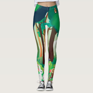 Grönt och söta djur leggings