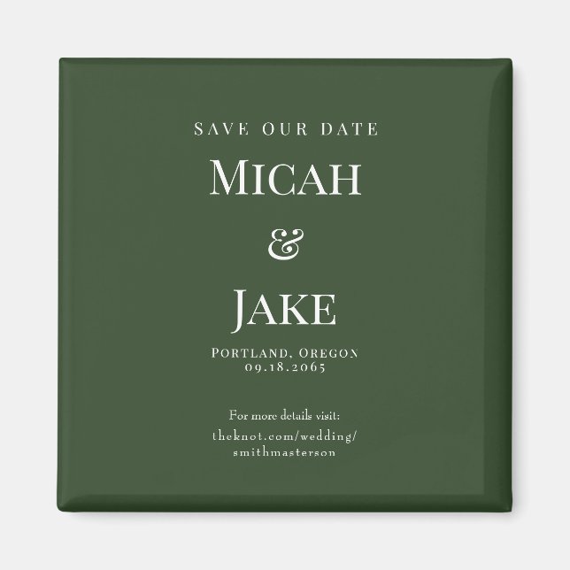 Grönt och Spara i Bröllop - enkel dag Magnet (Framsidan)