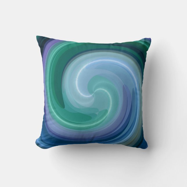 Grönt och Spiral Abstrakt Art Kudde (Framsida)