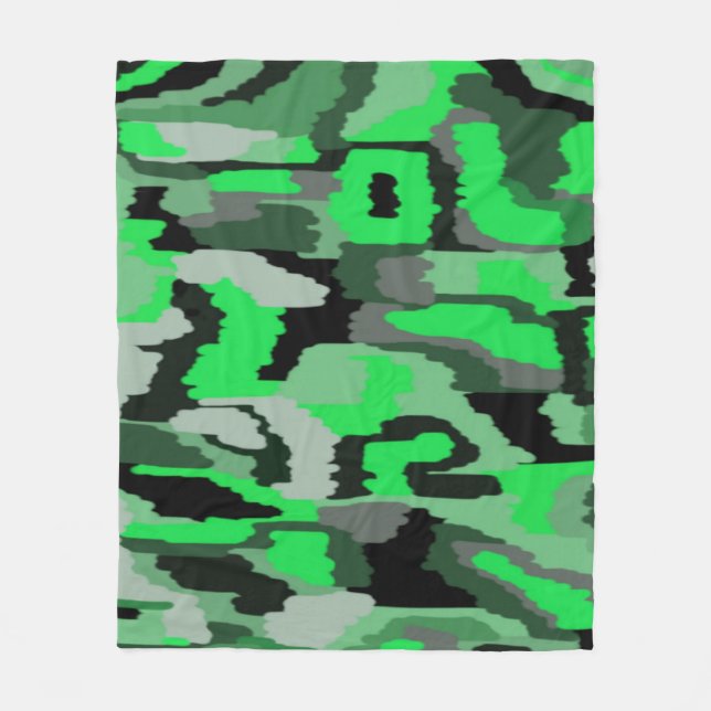 Grönt och svart Abstrakt Fleecefilt (Framsidan)