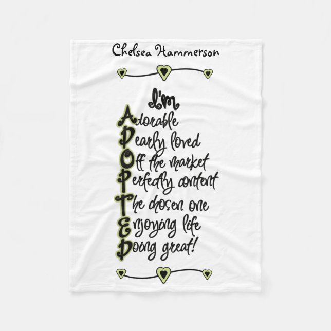 Grönt och svart adopterad ullfilt fleecefilt (Framsidan)