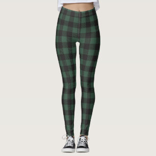 Grönt och svart buffelkontroll av lumberjack-leger leggings