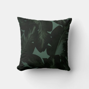Grönt och svart chic tropiska blad chic ö kudde