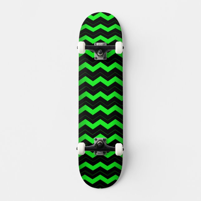 Grönt och svart dekorfärg på Bright-Grönt Mini Skateboard Bräda 18,5 Cm (Framsida)