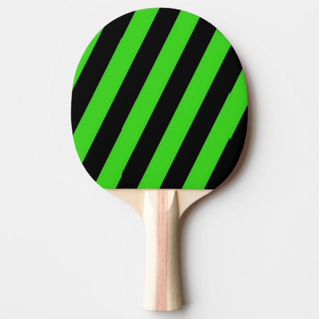 Grönt och svart diagonal rand mönster pingisracket (Framsidan)