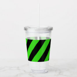 Grönt och svart diagonal rand mönster take away mugg