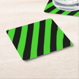 Grönt och svart diagonal rand mönster underlägg papper kvadrat