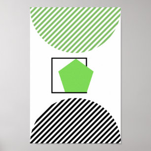 Grönt och svart form på vit Abstrakt i bakgrunden Poster