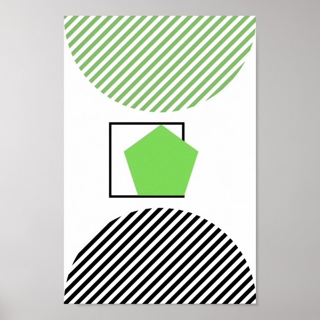 Grönt och svart form på vit Abstrakt i bakgrunden Poster (Framsidan)