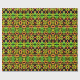 Grönt och svart Kalejdoskopiskt Fraktalmönster Presentpapper