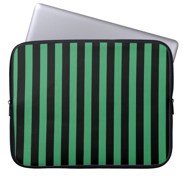 Grönt och svart kandy rand laptop fodral (Framsidan)
