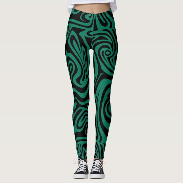 grönt och svart leggings (Framsida)