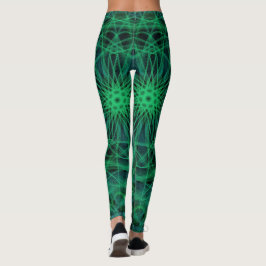 Grönt och svart mandala inspirerade till lagstiftn leggings