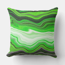 Grönt och svart marmor som Stripe Fluid Art Kudde