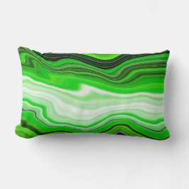 Grönt och svart marmor som Stripe Fluid Art Lumbarkudde