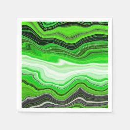 Grönt och svart marmor som Stripe Fluid Art Pappersservett