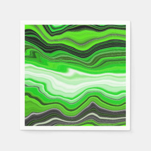 Grönt och svart marmor som Stripe Fluid Art Pappersservett