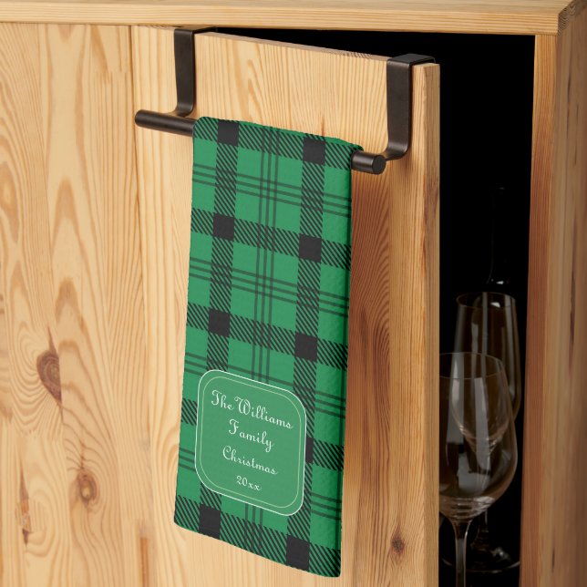 Grönt och svart - Mysiga program Kökshandduk (Thirds Fold)