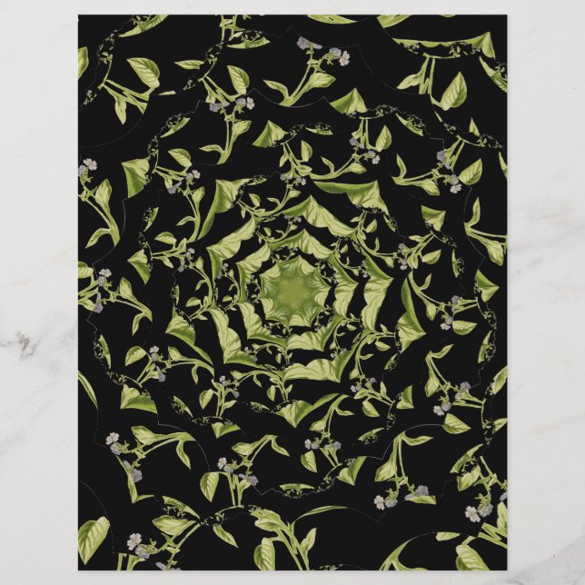 Grönt och svart natur fraktal Scrapbook papper (Framsida)