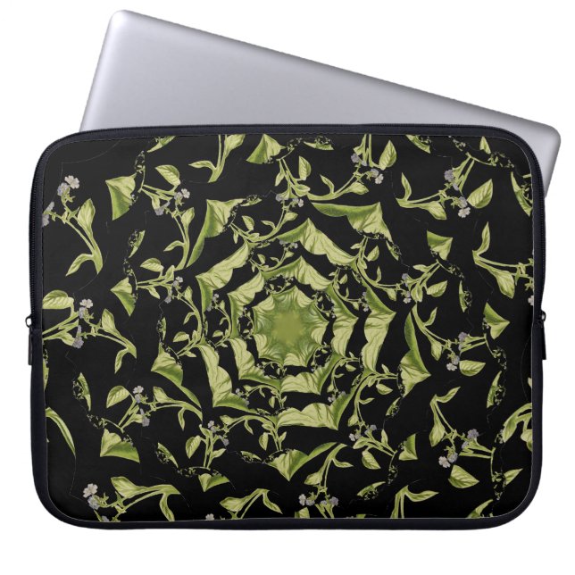 Grönt och svart natur hypnos fraktur laptop fodral (Framsidan)