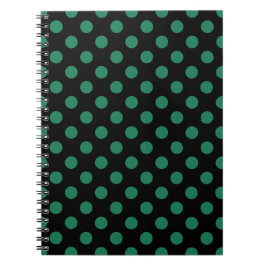 Grönt och svart polka dots anteckningsbok med spiral