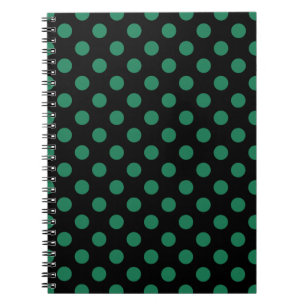 Grönt och svart polka dots anteckningsbok med spiral
