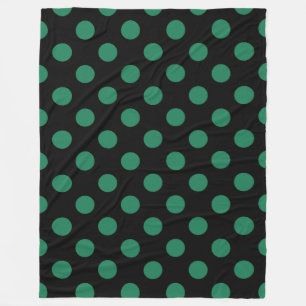 Grönt och svart polka dots fleecefilt