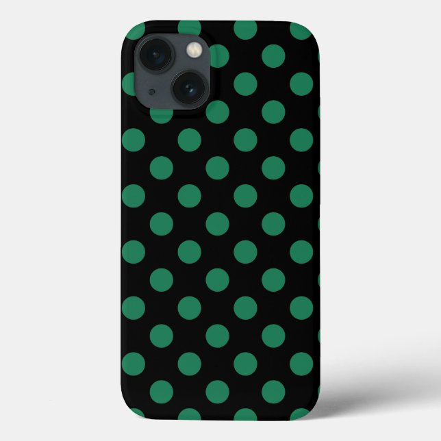 Grönt och svart polka dots Fodral-Mate iphone case (Baksida)