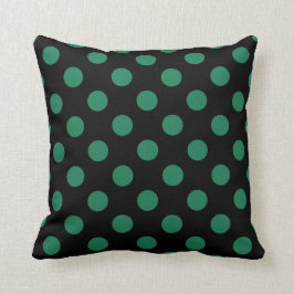 Grönt och svart polka dots kudde