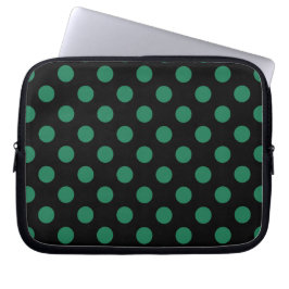 Grönt och svart polka dots laptop sleeve