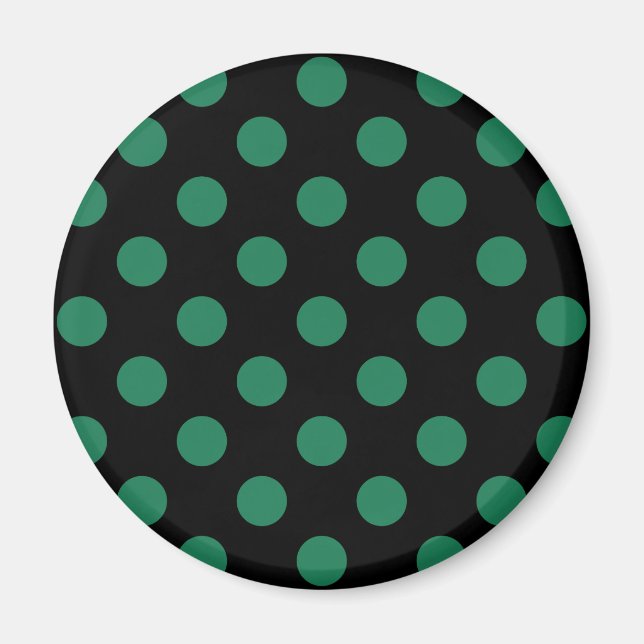 Grönt och svart polka dots magnet (Framsidan)