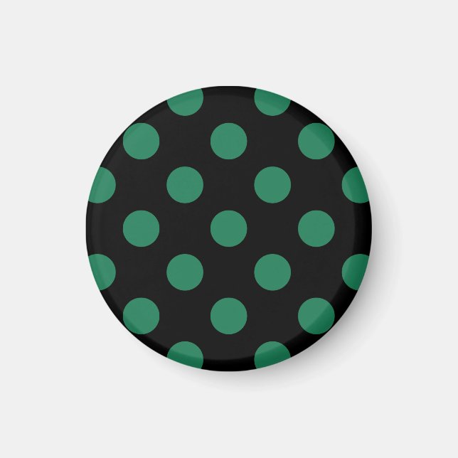 Grönt och svart polka dots magnet (Framsidan)