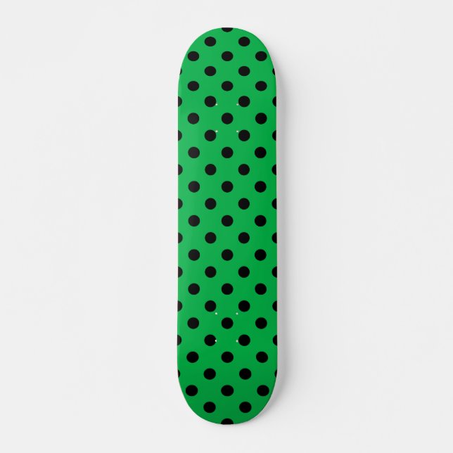 Grönt och svart Polka dots Mini Skateboard Bräda 18,5 Cm (Framsida)