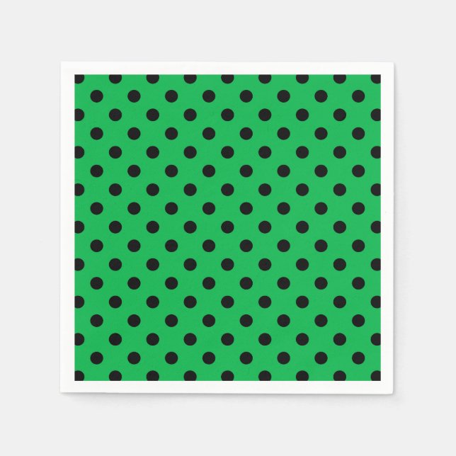 Grönt och svart Polka dots Pappersservett (Framsidan)