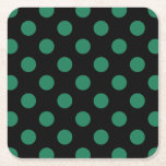 Grönt och svart polka dots underlägg papper kvadrat<br><div class="desc">Grönt och svart polka dots</div>