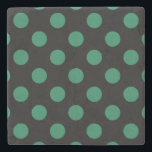 Grönt och svart polka dots underlägg sten<br><div class="desc">Grönt och svart polka dots</div>