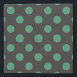 Grönt och svart polka dots underlägg sten<br><div class="desc">Grönt och svart polka dots</div>