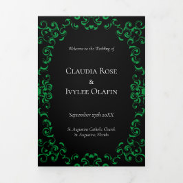 Grönt och svart Swirl Gothic Bröllop