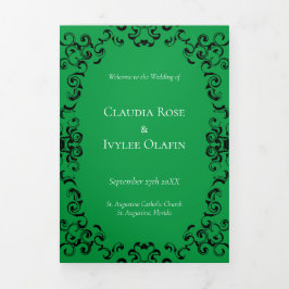 Grönt och svart Swirl Gothic Bröllop