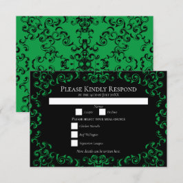 Grönt och svart Swirl Gothic Bröllop Inbjudningar
