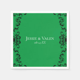 Grönt och svart Swirl Gothic Bröllop Pappersservett