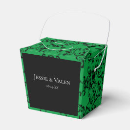 Grönt och svart Swirl Gothic Bröllop Presentaskar
