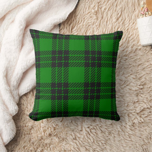 Grönt och svart Tartan Plaid-mönster Kudde (Filt)