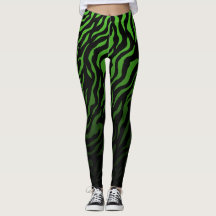 Grönt och svart Zebra ränder: Snyggt Leggings