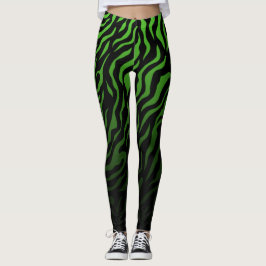 Grönt och svart Zebra ränder: Snyggt Leggings