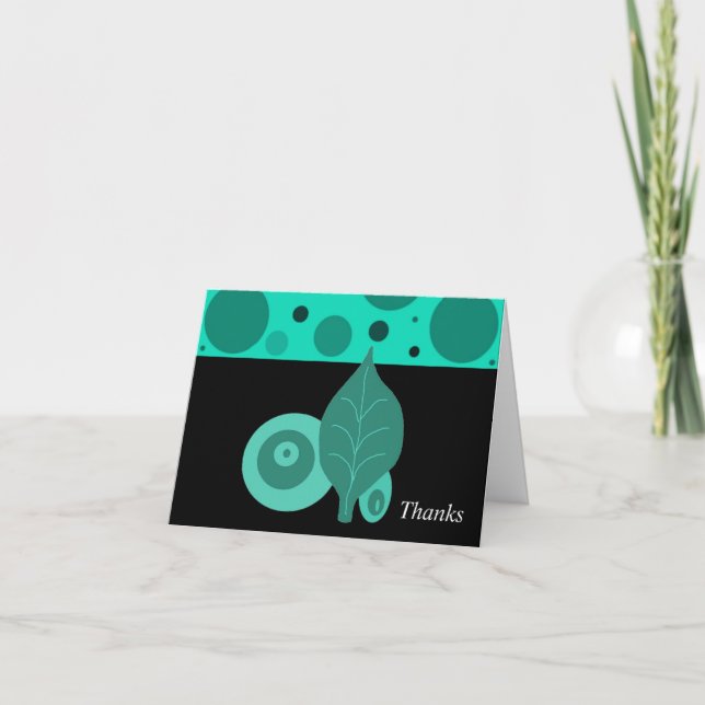 Grönt och Svarta Löv Tack Kort (Framsida)